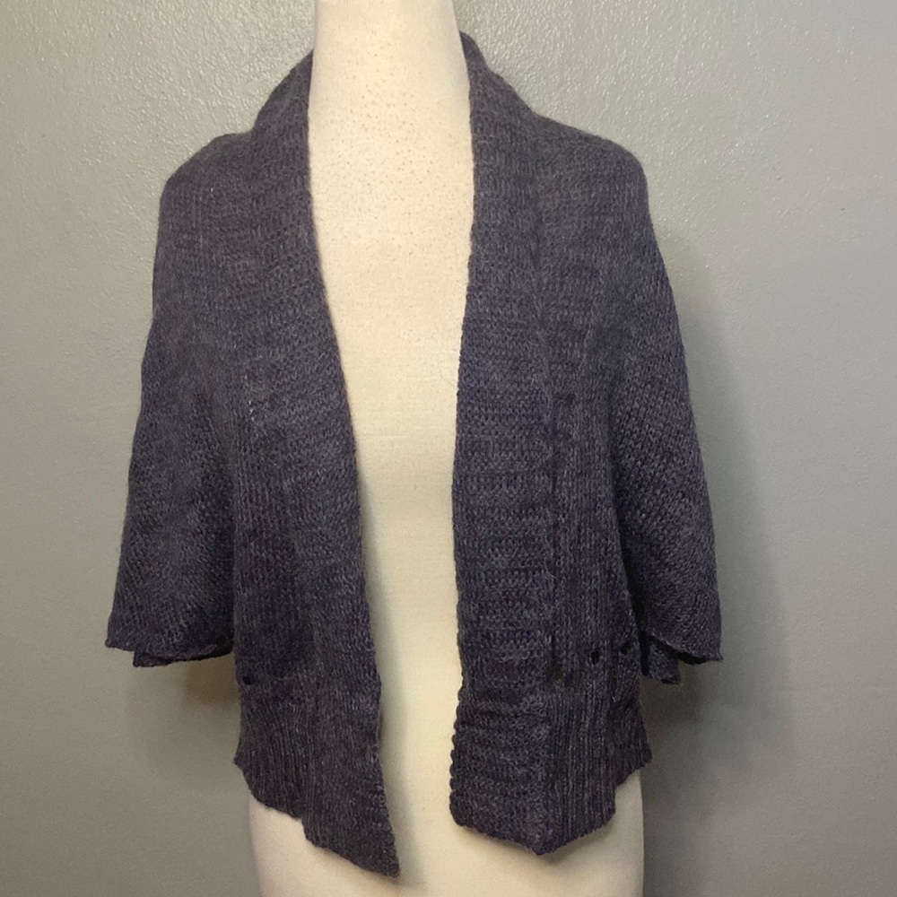 St. Ambecco Open Front Sweater Cardigan Mohair Wool Purple Large NWT Italy